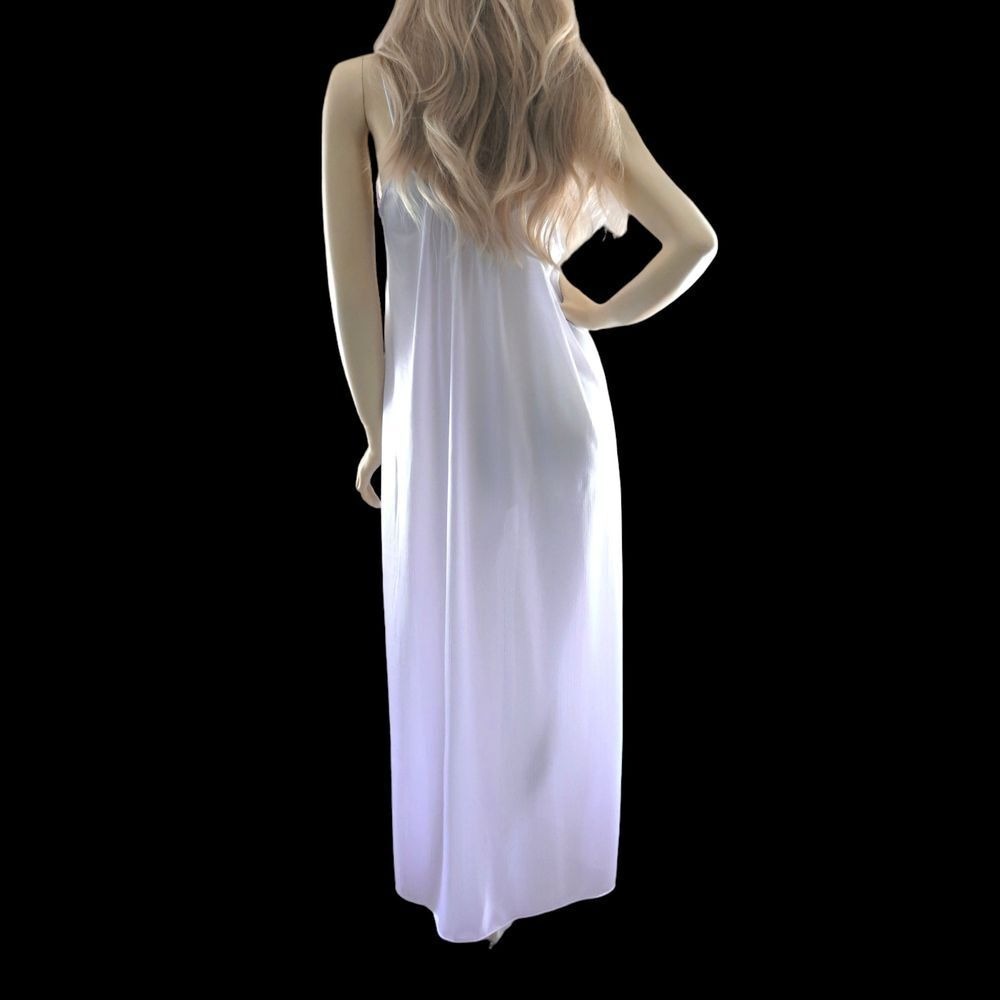 Tom Bezduda‎ Vintage 80s Lilac Gown M Maxi Slip Dress Coquette Lingerie - Picture 8 of 9